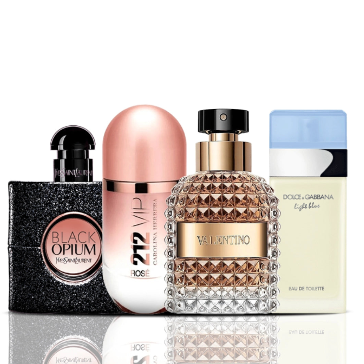 Zestaw 4 perfum | Black Opium + 212 VIP Rose + Valentino + Dolce & Gabbana Light Blue 100 ml